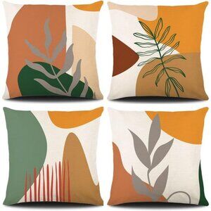 Modern Abstract Boho Throw Pillow Covers 18x18Set of 4Burnt Orange Pillow Covers
